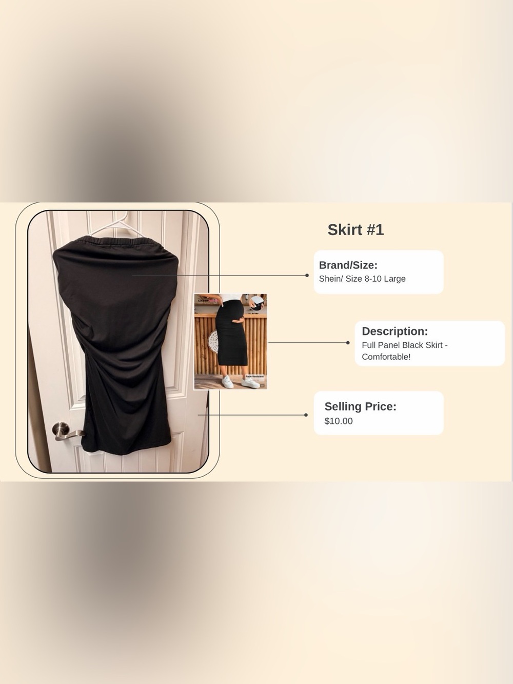 SHEIN Black Maternity Midi Skirt - Stretch Pencil Silhouette